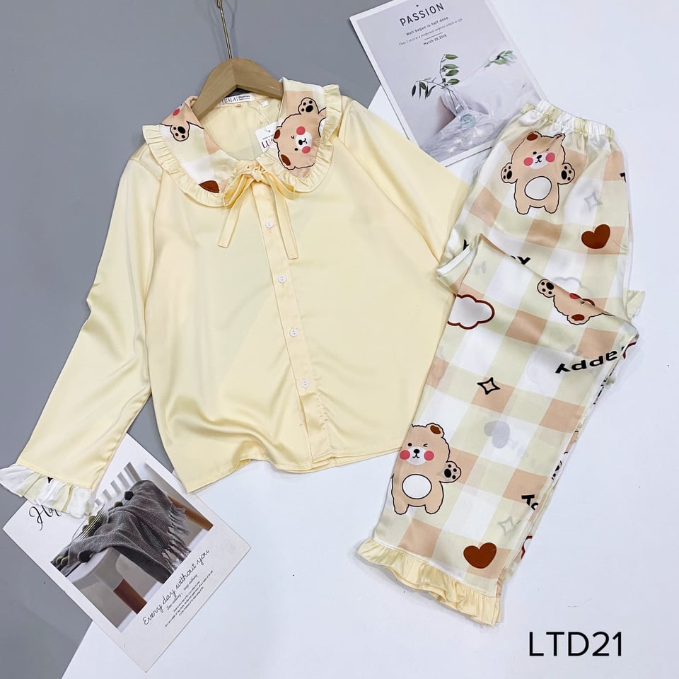 Bộ Pijama lụa mango tay dài có size