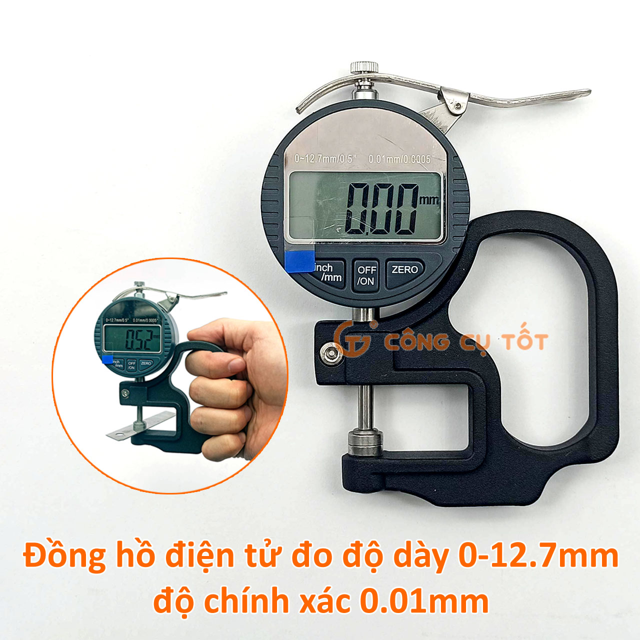Đồng hồ đo độ dày điện tử 0.12.7mm độ chính xác 0.01mm