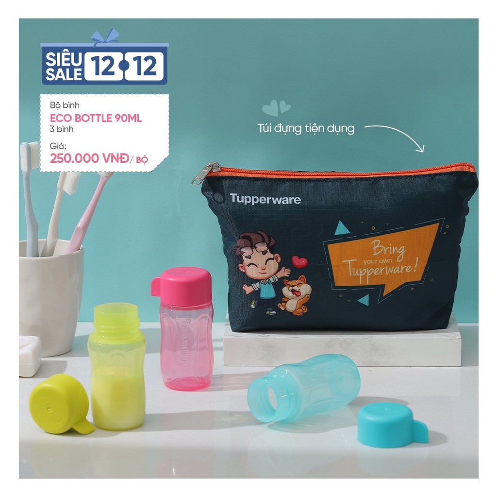 BỘ BÌNH NƯỚC ECO BOTTLE 90ML (3) TUPPERWARE CHÍNH HÃNG