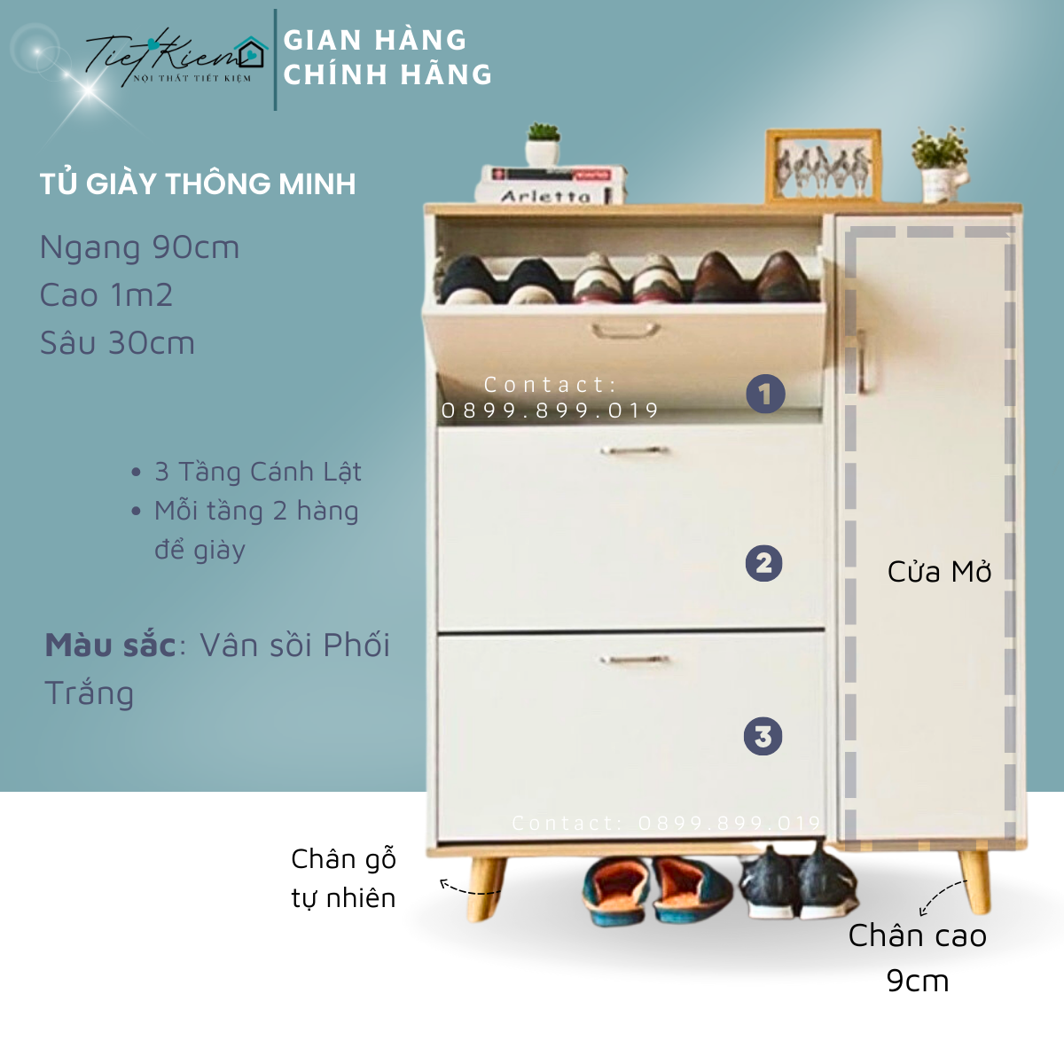 Tủ giày đẹp bằng gỗ NTTK TG88698