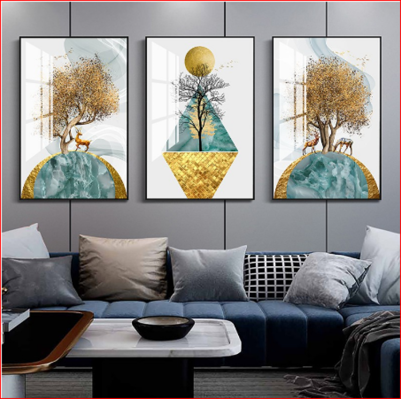Bộ 3 Bức Tranh Treo Tường Tráng Gương Cao Cấp 40*60*3cm - GD37