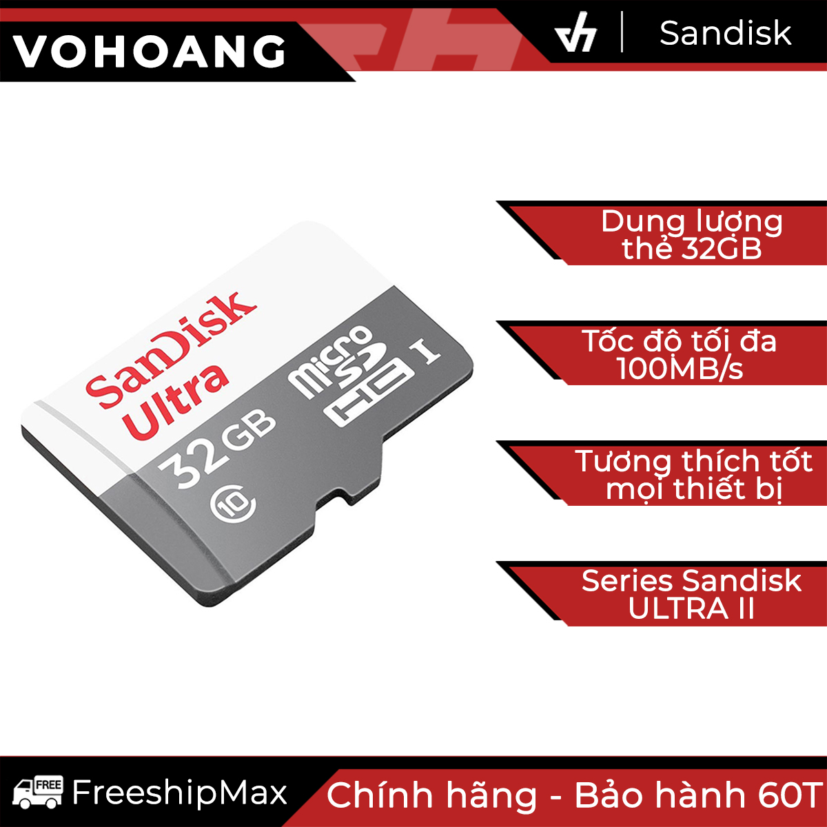 Thẻ nhớ 32gb sandisk ultra microsd class 10 100mb/s