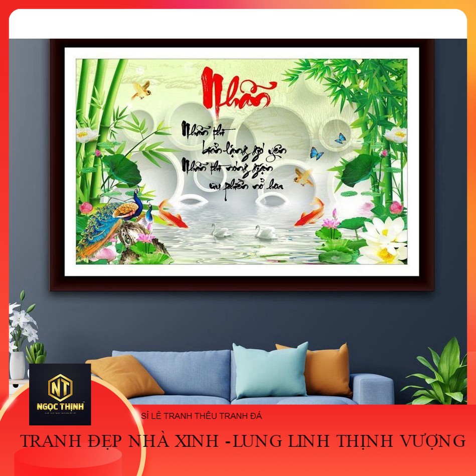 Tranh đá thư pháp chữ nhẫn vs215 - kích thước: 86 * 55cm.
