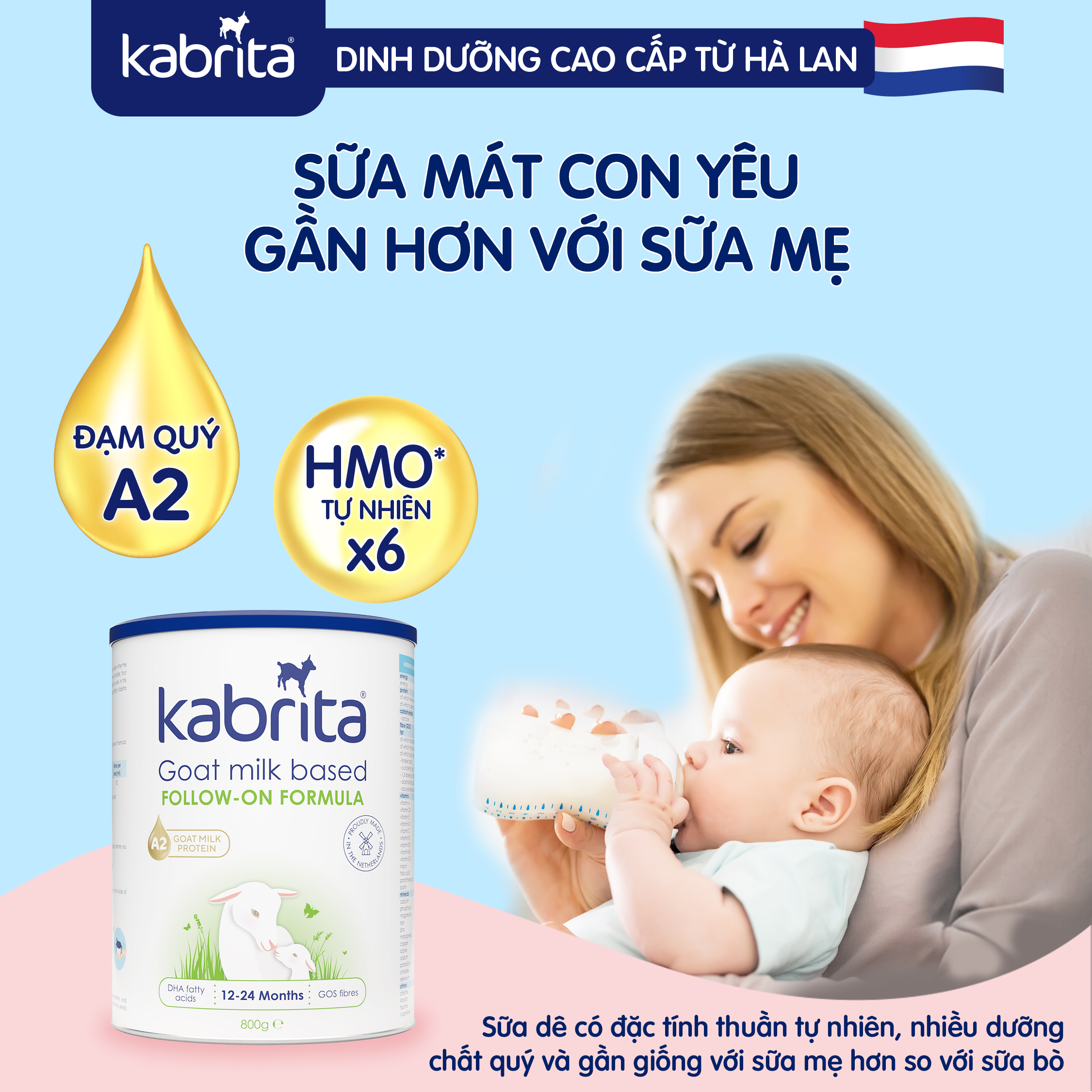 [PHIÊN BẢN MỚI] Sữa dê Kabrita số 2 cho trẻ từ 12 - 24 tháng - Lon 800g