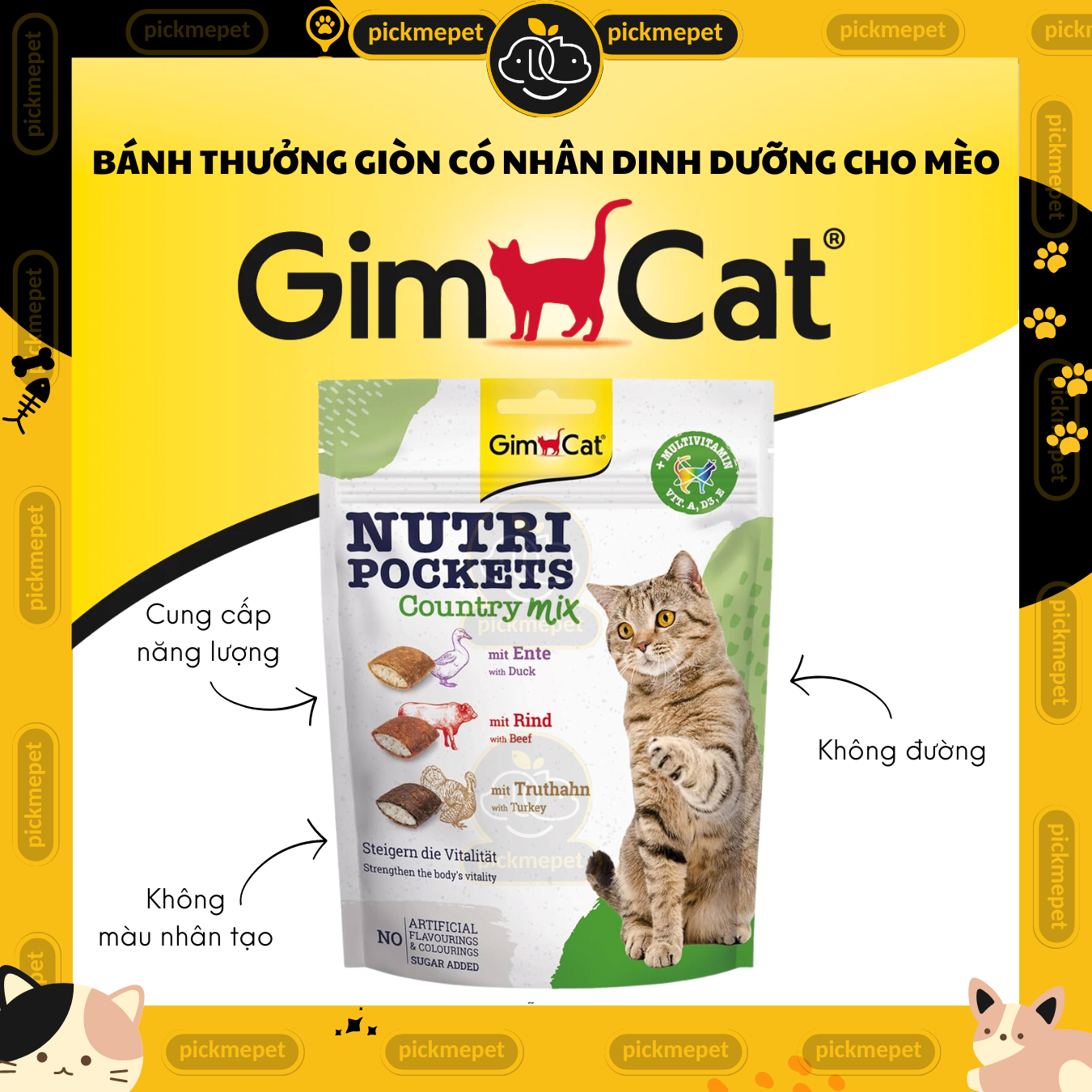 [Gói 150g] Snack GimCat Nutri Pockets - Bánh Quy Thưởng Giòn Dinh Dưỡng Có Nhân Dành Cho Mèo Nutri Pocket