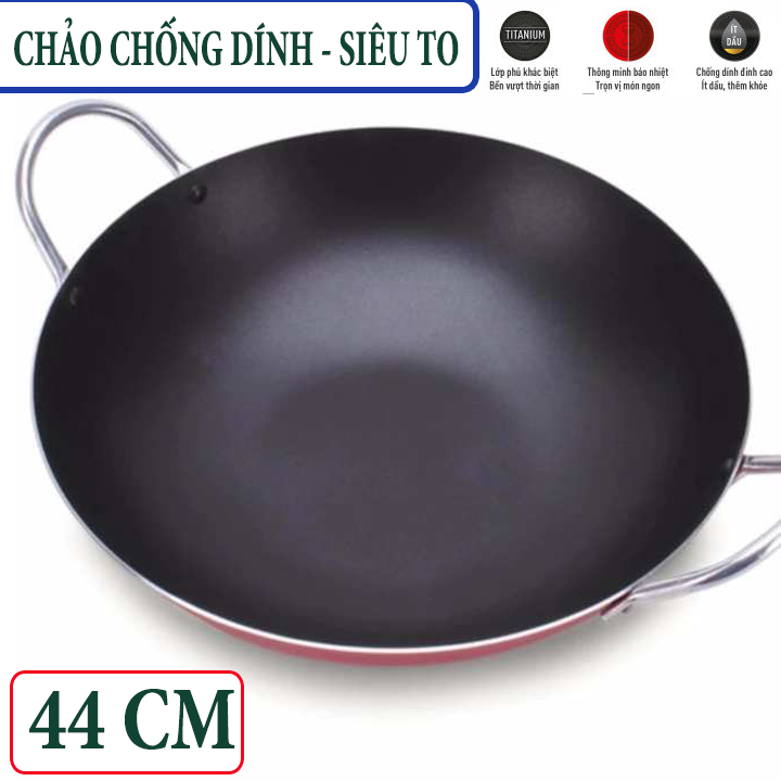 Chảo chống dính 44 CM sâu lòng 2 quai KYOFA. Chảo chống dính chiên xào cho xí nghiệp công ty nhà hàng quán ăn/Mua Chảo chiên loại lớn
