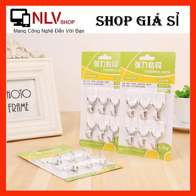 Nlvshop - vỉ 6 móc dán tường moc01 cho vật dụng nhẹ