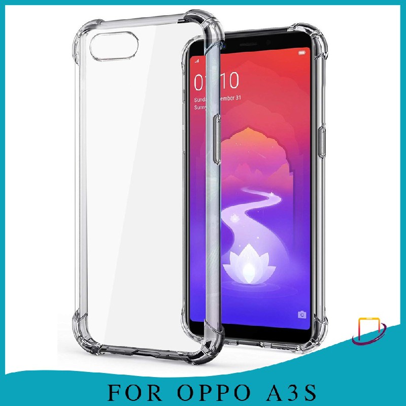 Ốp lưng Oppo A3S / A5 Silicone Dẻo Trong suốt Chống sốc 4 Góc chống sốc chống va đập