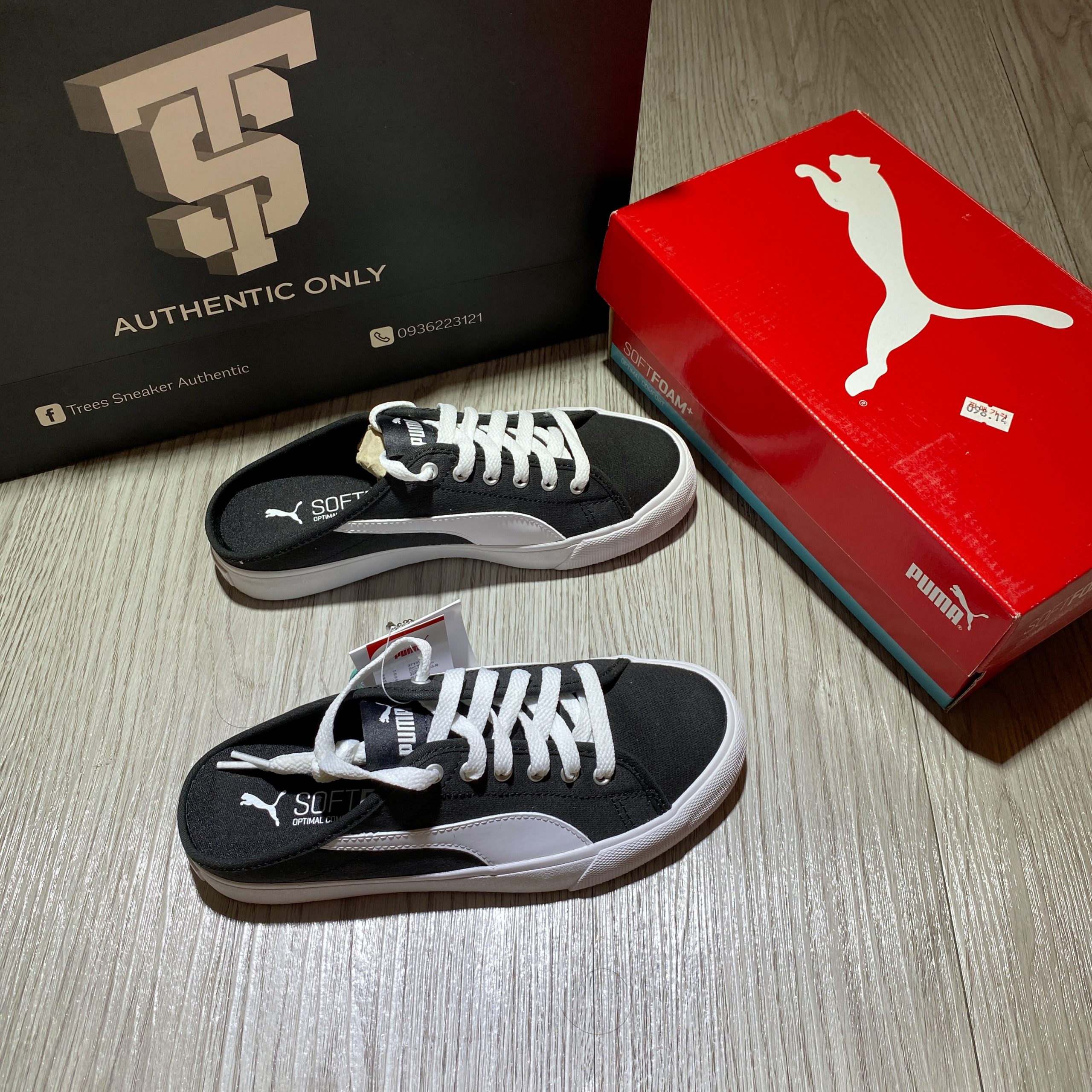 [CHÍNH HÃNG]Giày thể thao PUMA BARI MULE WHITE BLACK 371318 02