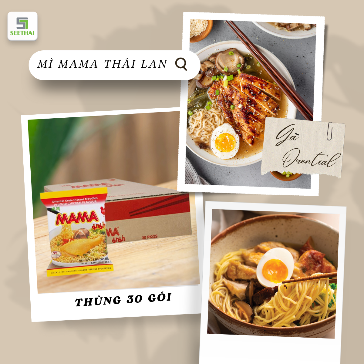 Thùng mì MAMA Thái Lan mì ăn liền 30 gói