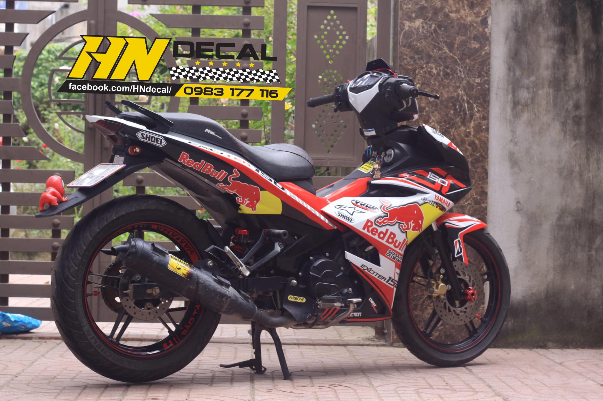 Tem trùm exciter 150 đỏ trắng redbull