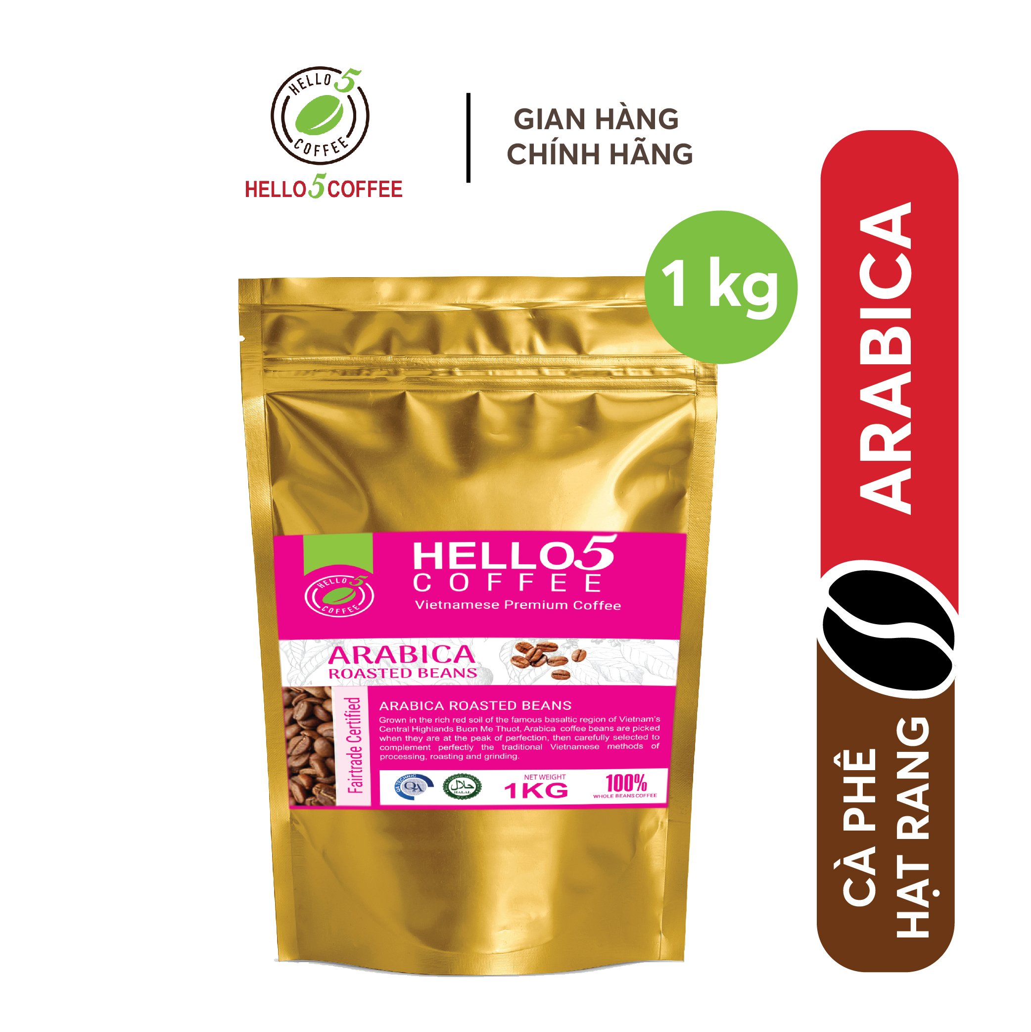 Cà phê hạt nguyên chất Arabica Hello 5 Coffee - Gói 1kg Cà Phê Hạt Rang  Không Trộn Tạp Chất Cà Phê Chất Lượng Cao Từ Việt Nam - Lazada | Lazada.vn