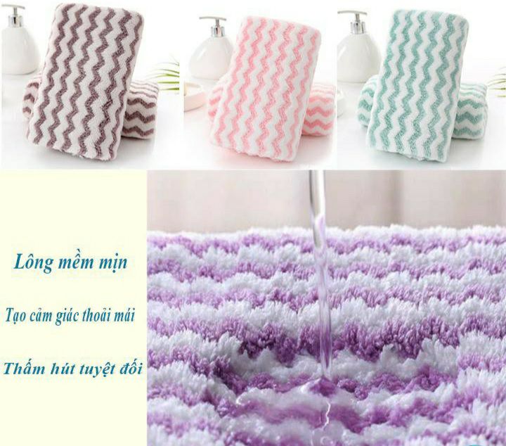 [HCM]Khăn Mặt Lông Cừu Xuất HÀN Vân Kẻ Sọc