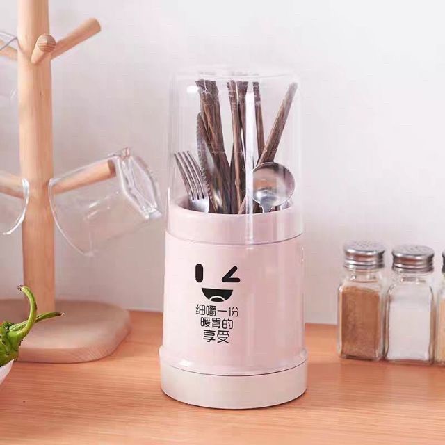 Ống Đựng Đũa Trong Suốt Có Nắp Đậy