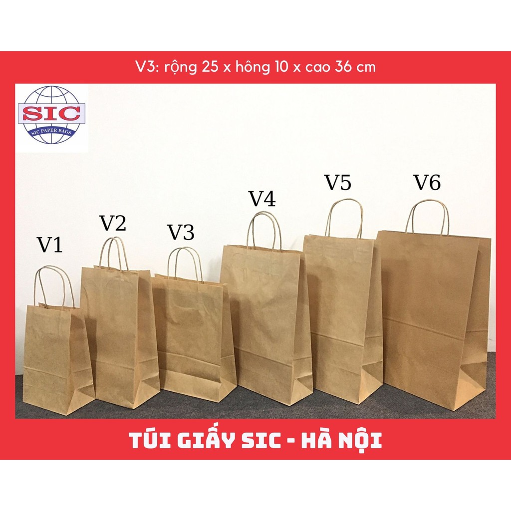 [SET 100 CHIẾC] TÚI GIẤY KRAFT V3- 25x10x30 CÓ QUAI