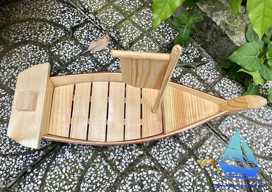 Thuyền gỗ sushi sashimi 45cm trang trí decor BBQ, Buffet