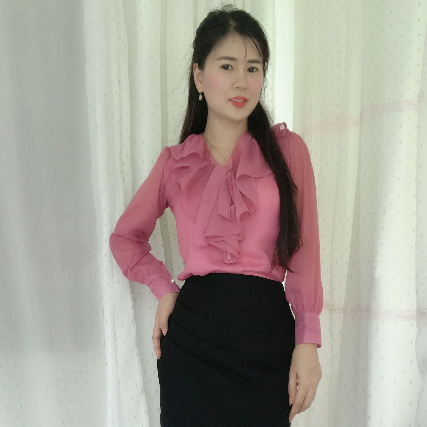 AT1- ÁO KIỂU NỮ CÔNG SỞ BÈO CỘT NƠ