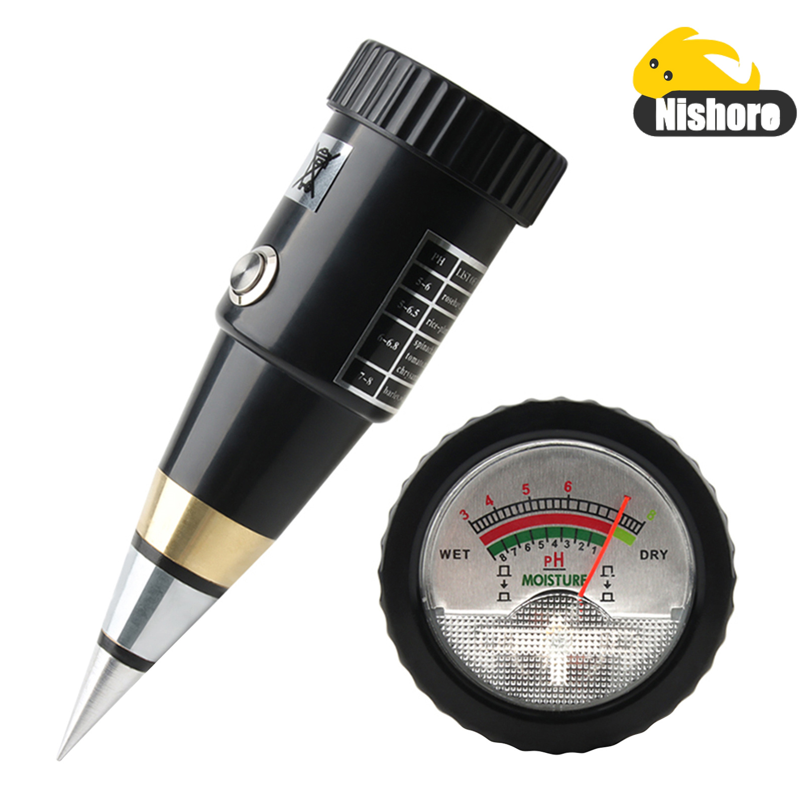 Nishore 2 in 1 Soil PH and Moisture Meter Pointer Soil PH Tester Soil Moisture Gauge with Waterproof Gasket Soil Tester for Garden Greenhouse Lawn Farm