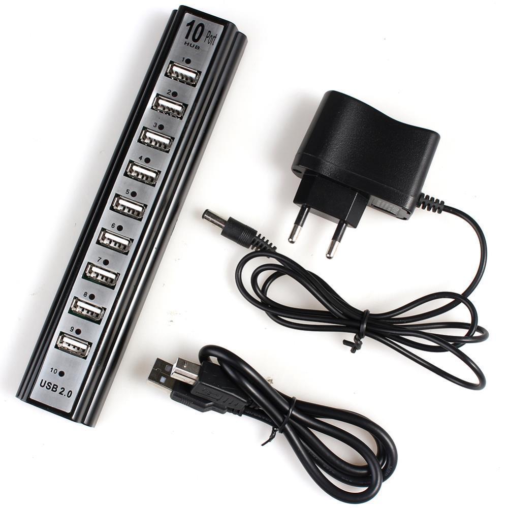 Hub usb 10 cổng có nguồn hỗ trợ. hub usb 10 port tốc độ cao usb 2.0 1 ra 10 cổng