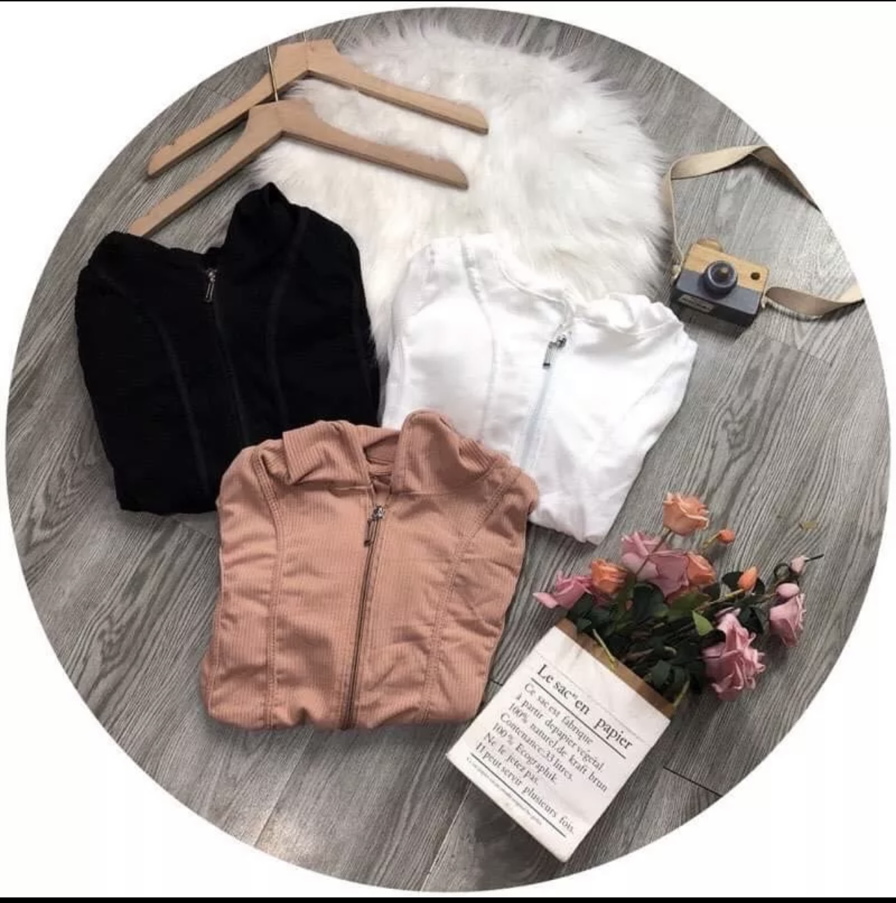 Áo khoác nữ chống nắng vạt bầu dây kéo giữa ôm body croptop tay dài vải thun len gân dày dặn