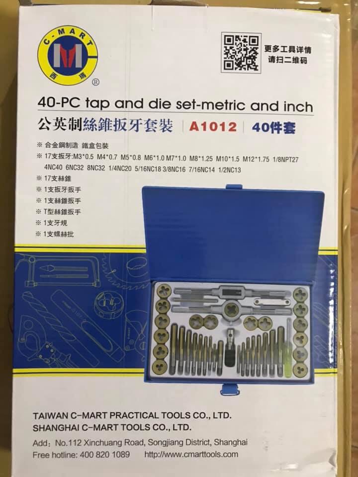 Bộ taro 40 chi tiết C-Mart (mũi taro + bàn taro ren)