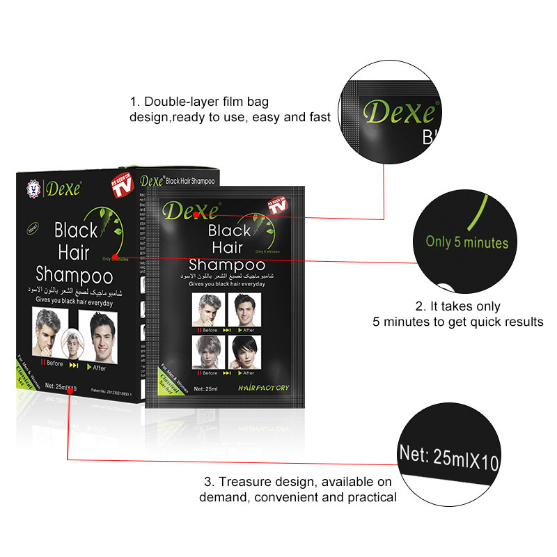 (NK Anh quốc ) Dầu gội đen tóc Dexe - 100% thảo dược Hộp 10 gói