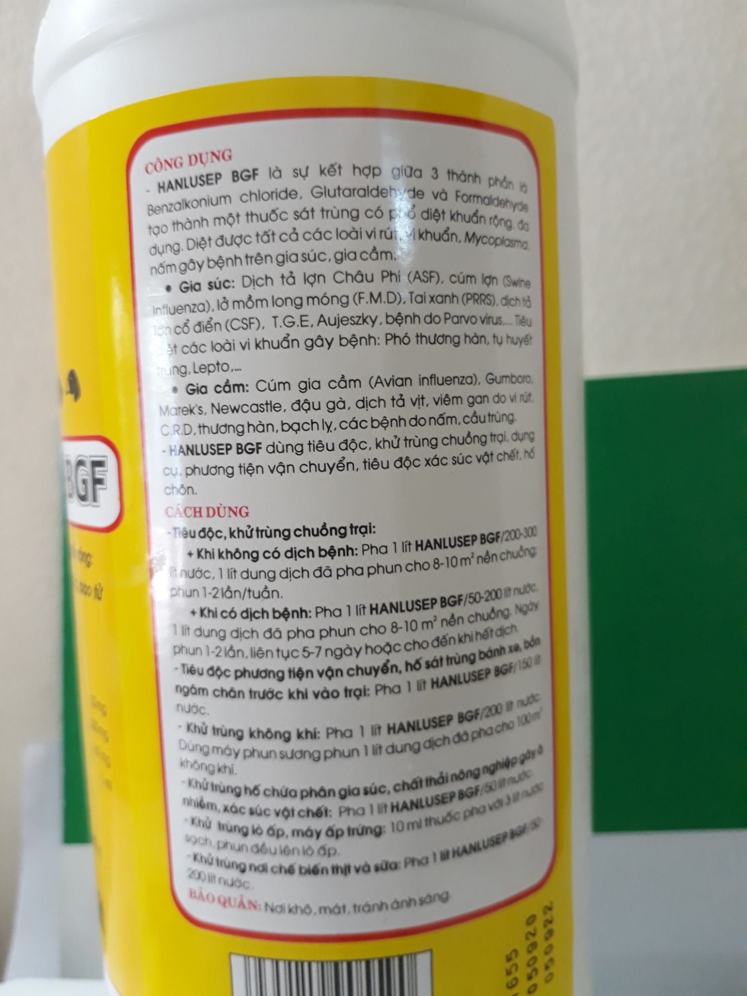 sát khuẩn, virus mầm bệnh, diệt côn trùng hanlusept 1lit