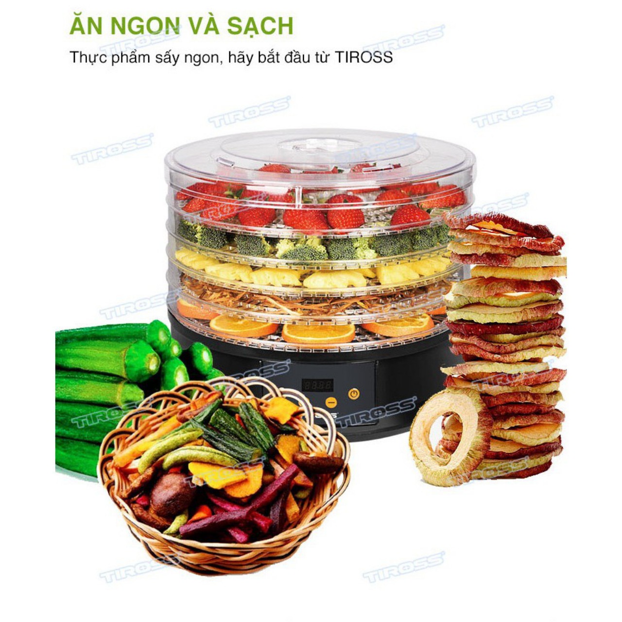 Máy sấy hoa quả tiross ts9682 công nghệ ba lan