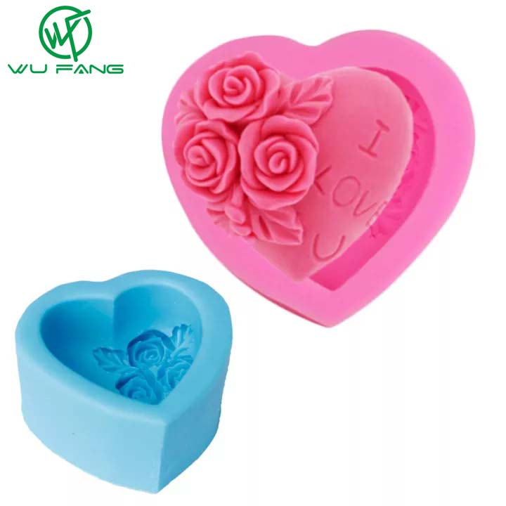 SHOOTHE Fondant Cake Mold Chocolate Pudding Mould Kitchen Gadgets Random Color Silicone Baking Accessories Food Grade I Love You Rose Heart Pattern 1Pcs
