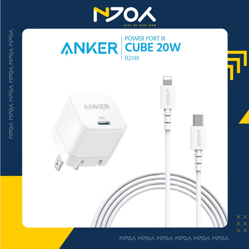 Combo Sạc Nhanh Anker A2149 PD 20W Cổng Type C Cho iP14 Pro Max 13 Pro Max