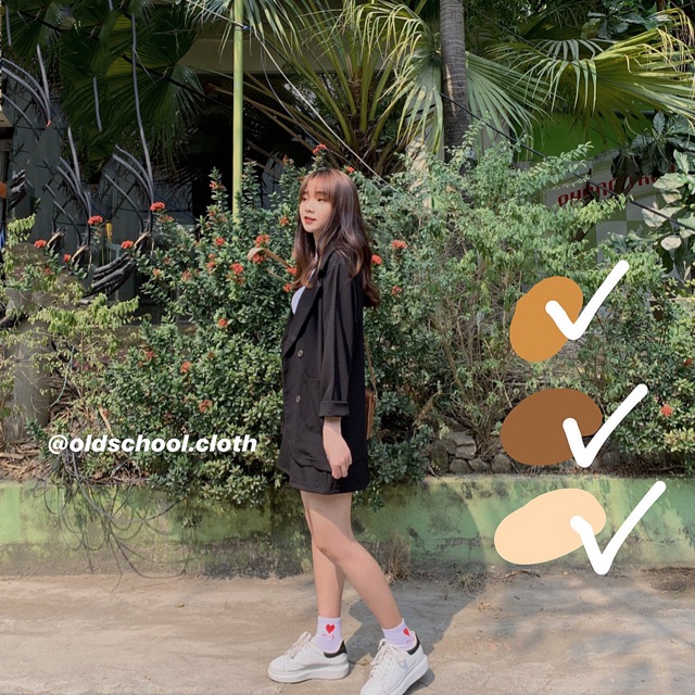 (Oldschoolcloth)Set 2 món Blazer & chân váy chữ A (ảnh thật).