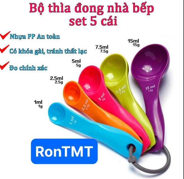 THÌA ĐONG MÀU SẮC bộ 5 cái