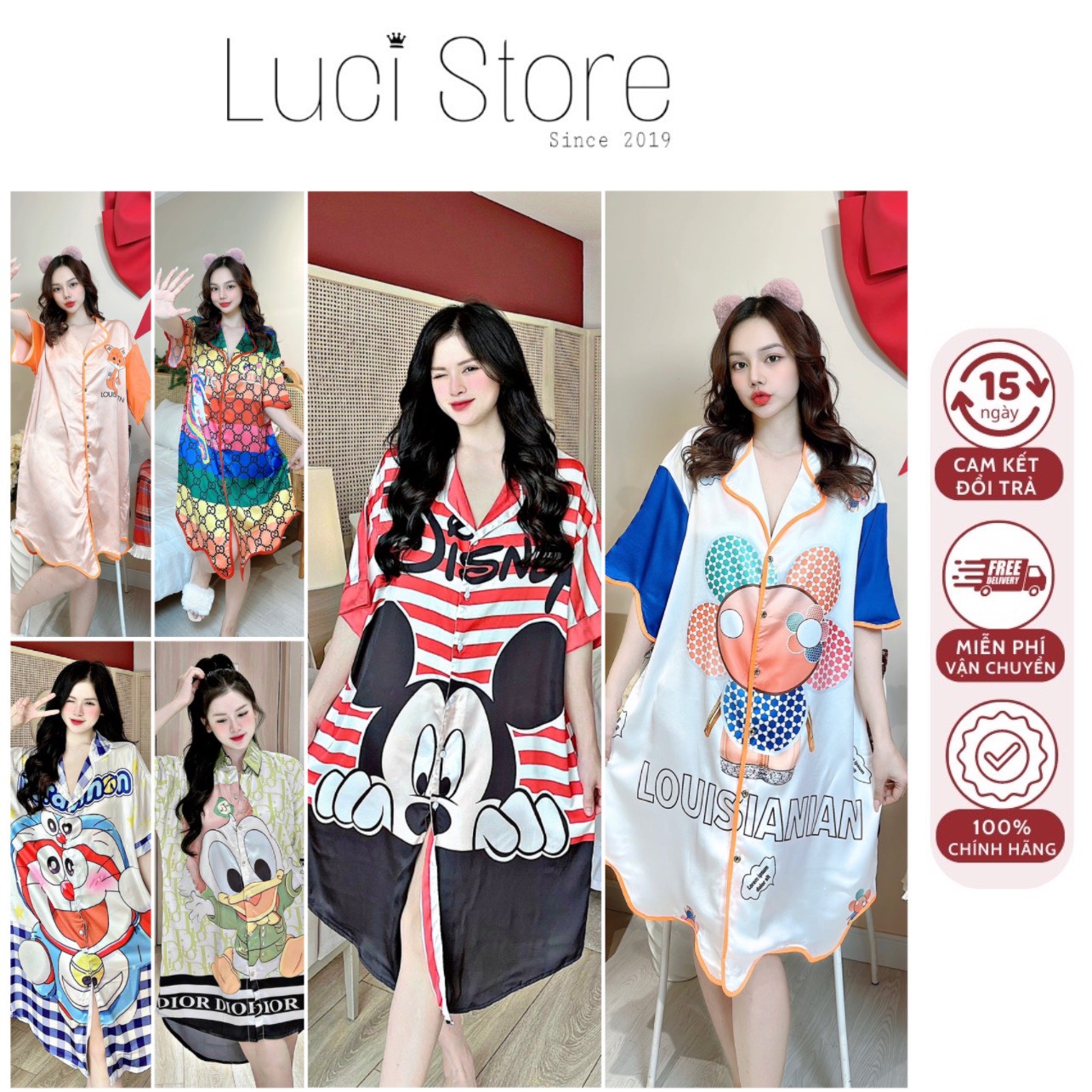 Đầm váy LỤA SATIN và LỤA XƯỚC mặc nhà mặc ngủ siêu mát siêu thoải mái