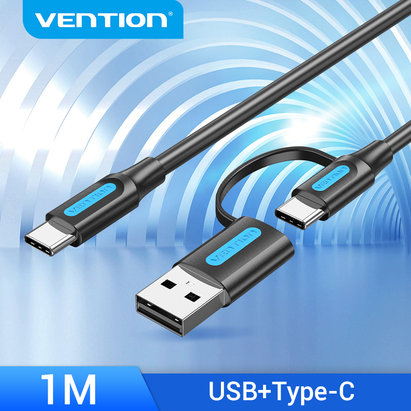 Vention USB C Cable USB 2.0 C to C+USB Cable Maleto Male 2 in 1 3A Fast Charging Cord Wire 0.5m 1m for Macboook Ipad Pro 2018/2020 Samsung Notebook S10 OPPO Huawei P40 Type C Cable