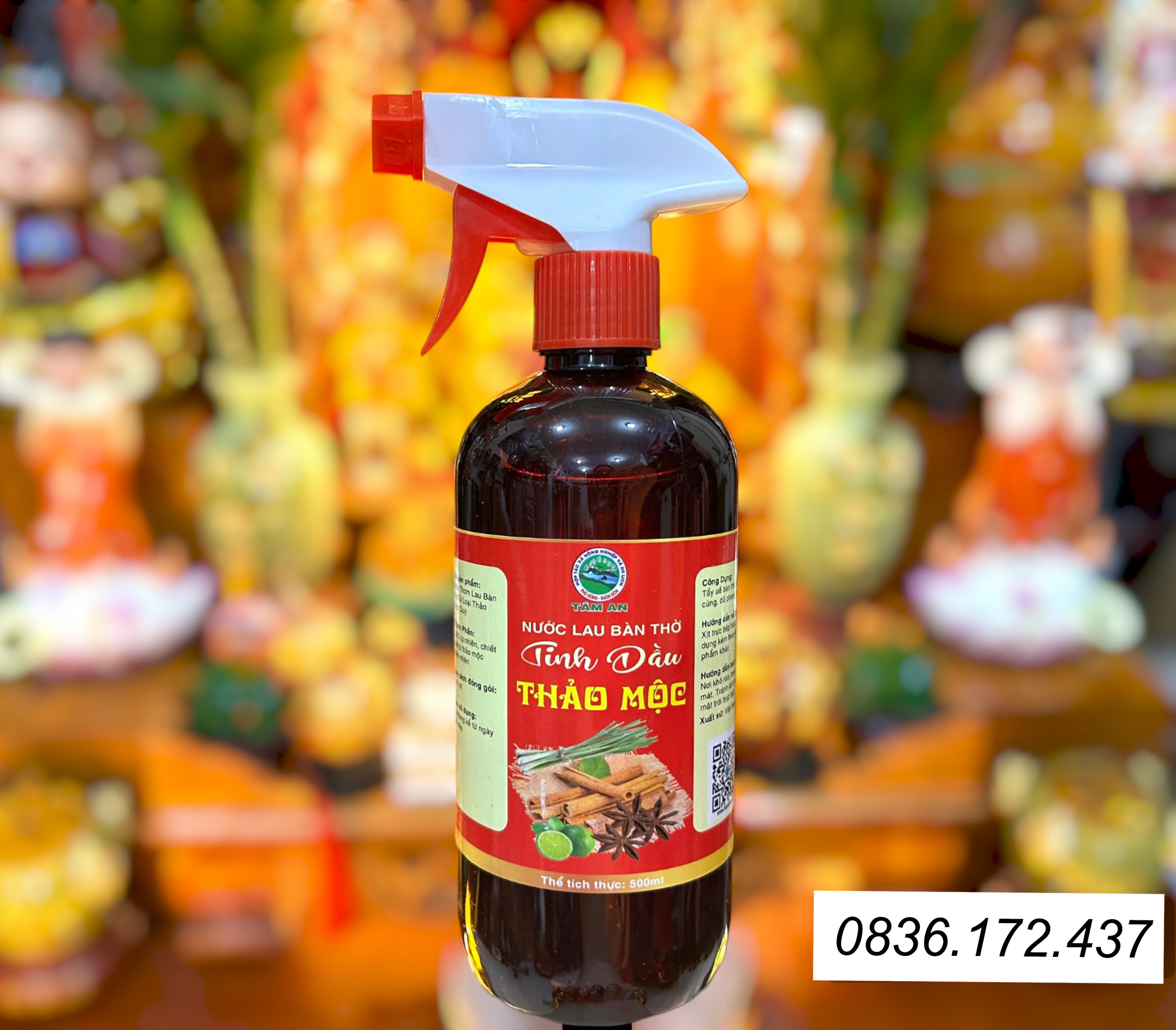 Nước lau bàn thờ ,tắm phật, lau tượng phật ,đồ thờ cúng thần tài thổ địa, nước bao sái - 500ml