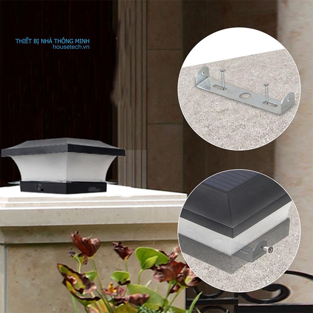 Đèn trụ cột đen năng lượng mặt trời cao cấp