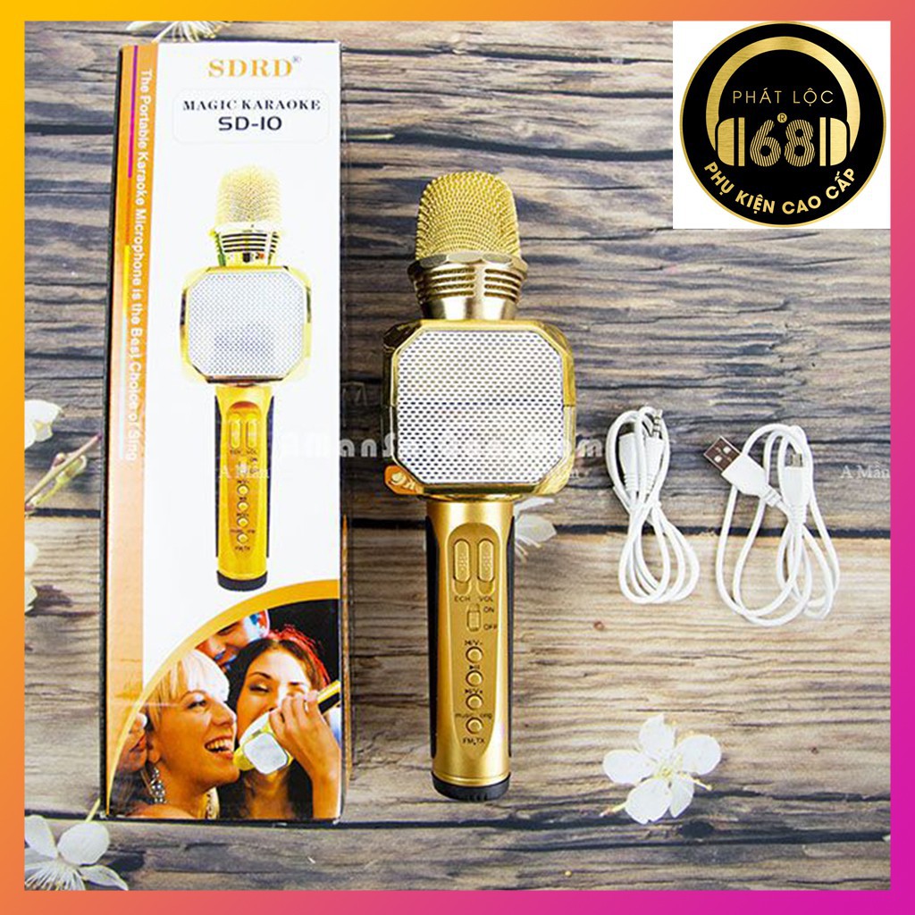 [HCM] Micro Karaoke Bluetooth SD-10 Mic Hát Cầm Tay Loa Không Dây.