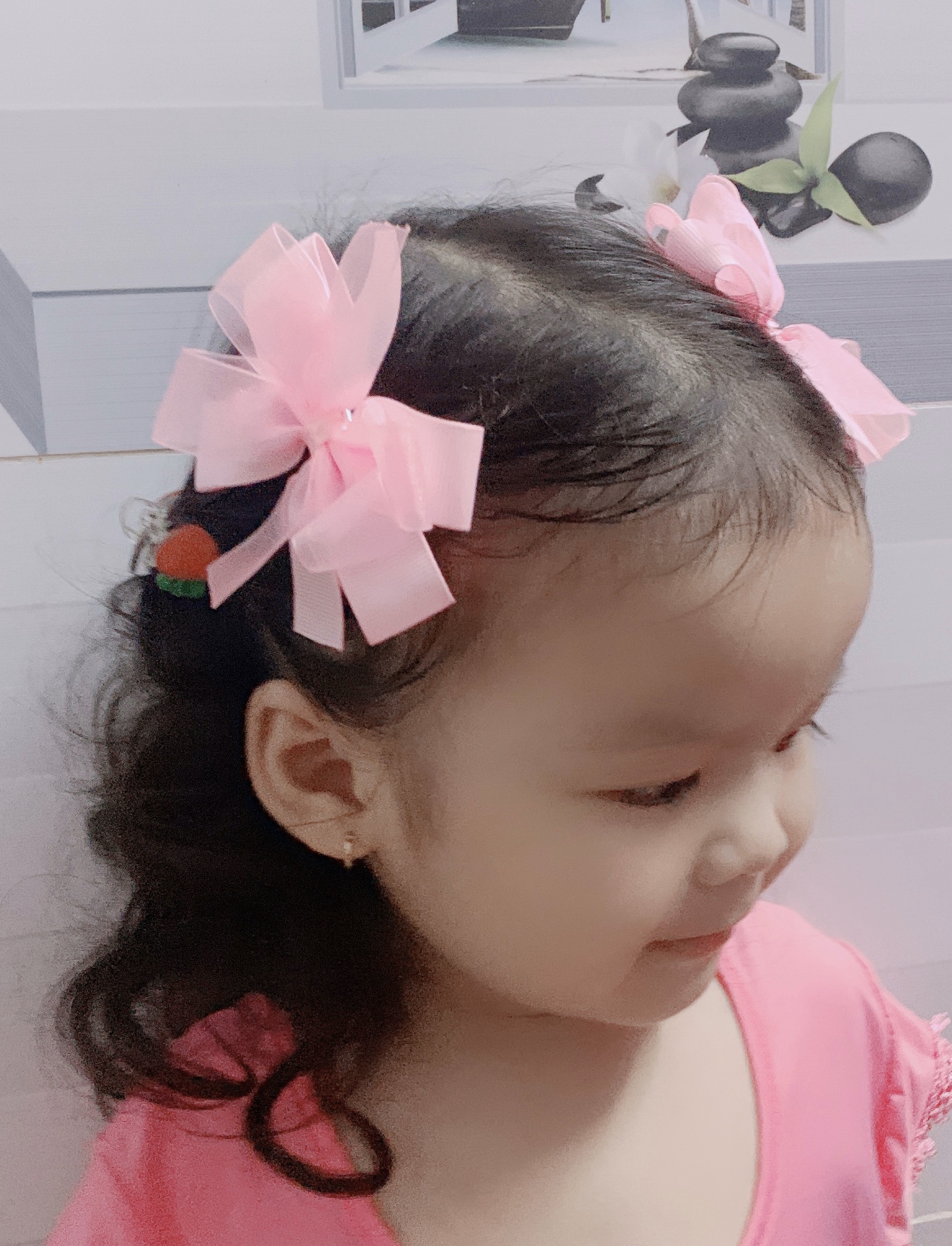 Sét kẹp tóc nơ 2 mái cho bé 8cm