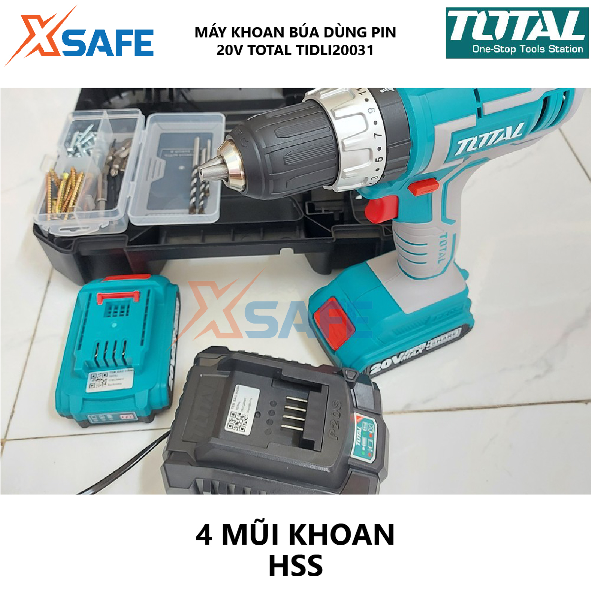Hammer drill machine battery total TIDLI20031 machine squeeze ốc screw portable multi-purpose use lithium battery 20V have idle speed 0-450/0-1900/min at [xsafe] [XTools]