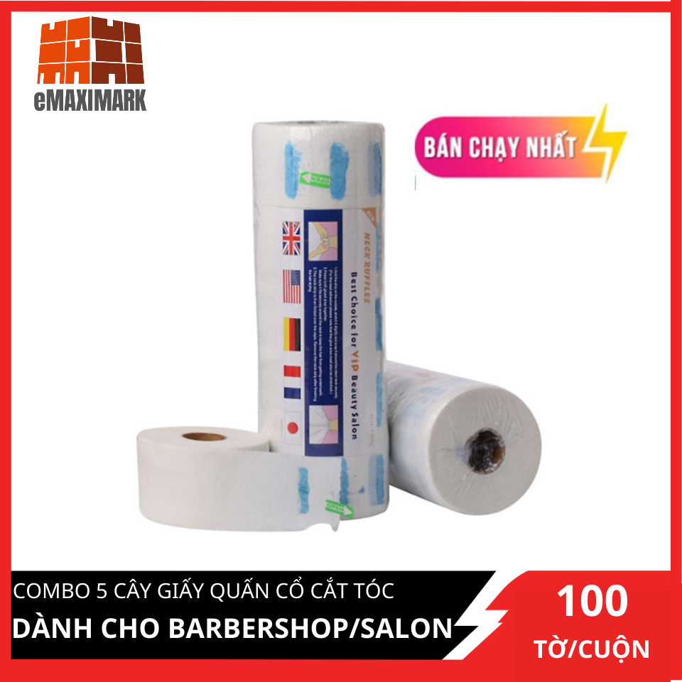 Combo 3 Giấy Quấn Cổ Cắt Tóc Dành Cho Barbershop/Salon Cây 5 Cuộn (100 Tờ/Cuộn)