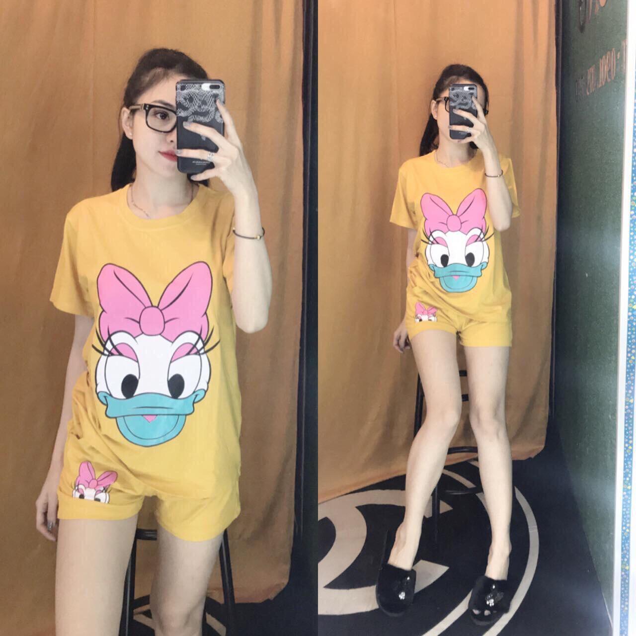 bộ đồ đùi chất coton in hình vịt dễ thương