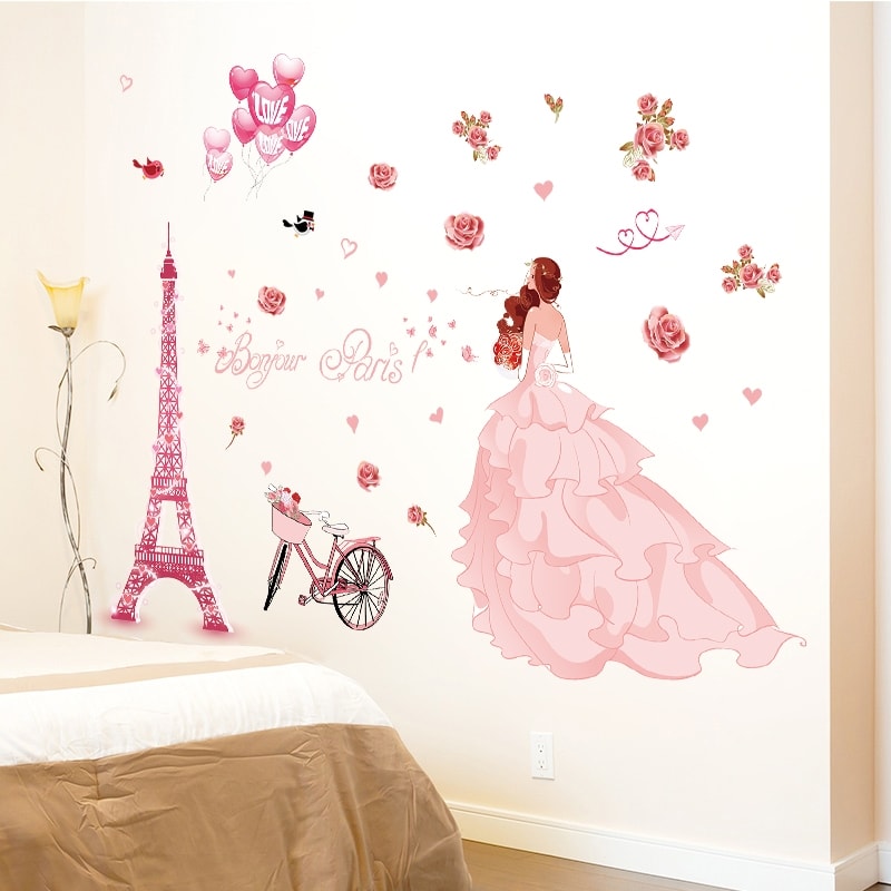 [HCM]DECAL DÁN TƯỜNG CÔ DÂU HỒNG