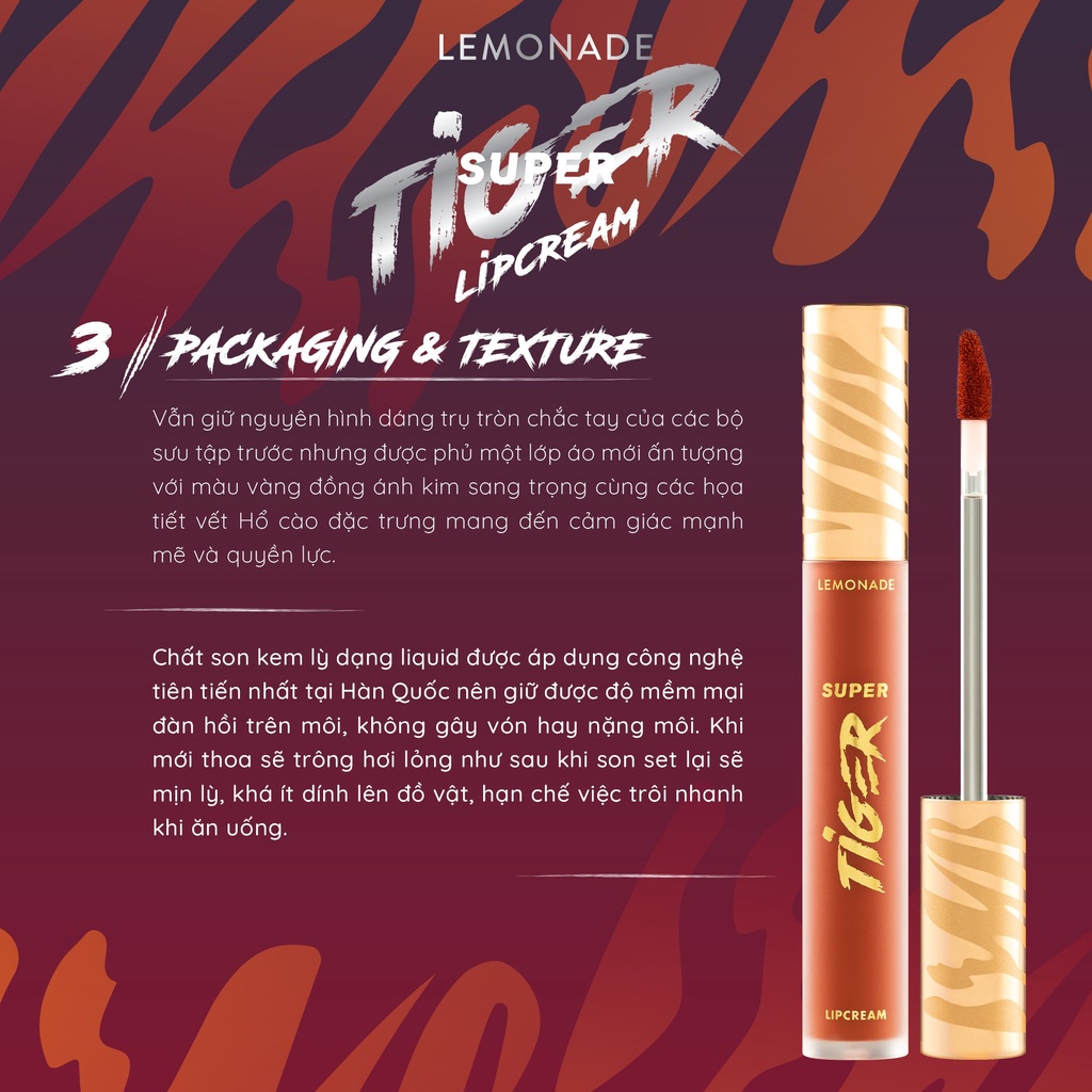Son Kem Lì Lemonade Supertiger Matte Lipcream 5g