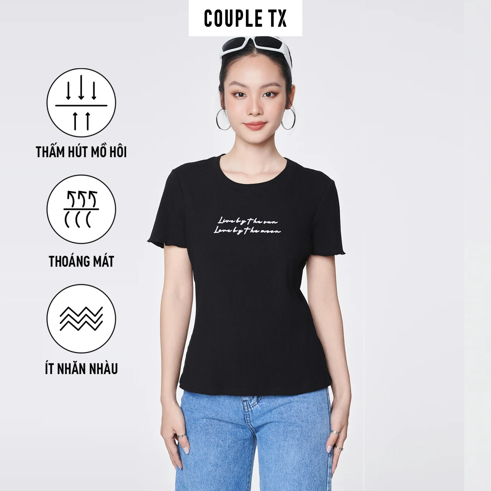 Couple tx - áo thun nữ thêu thông điệp wts 2305