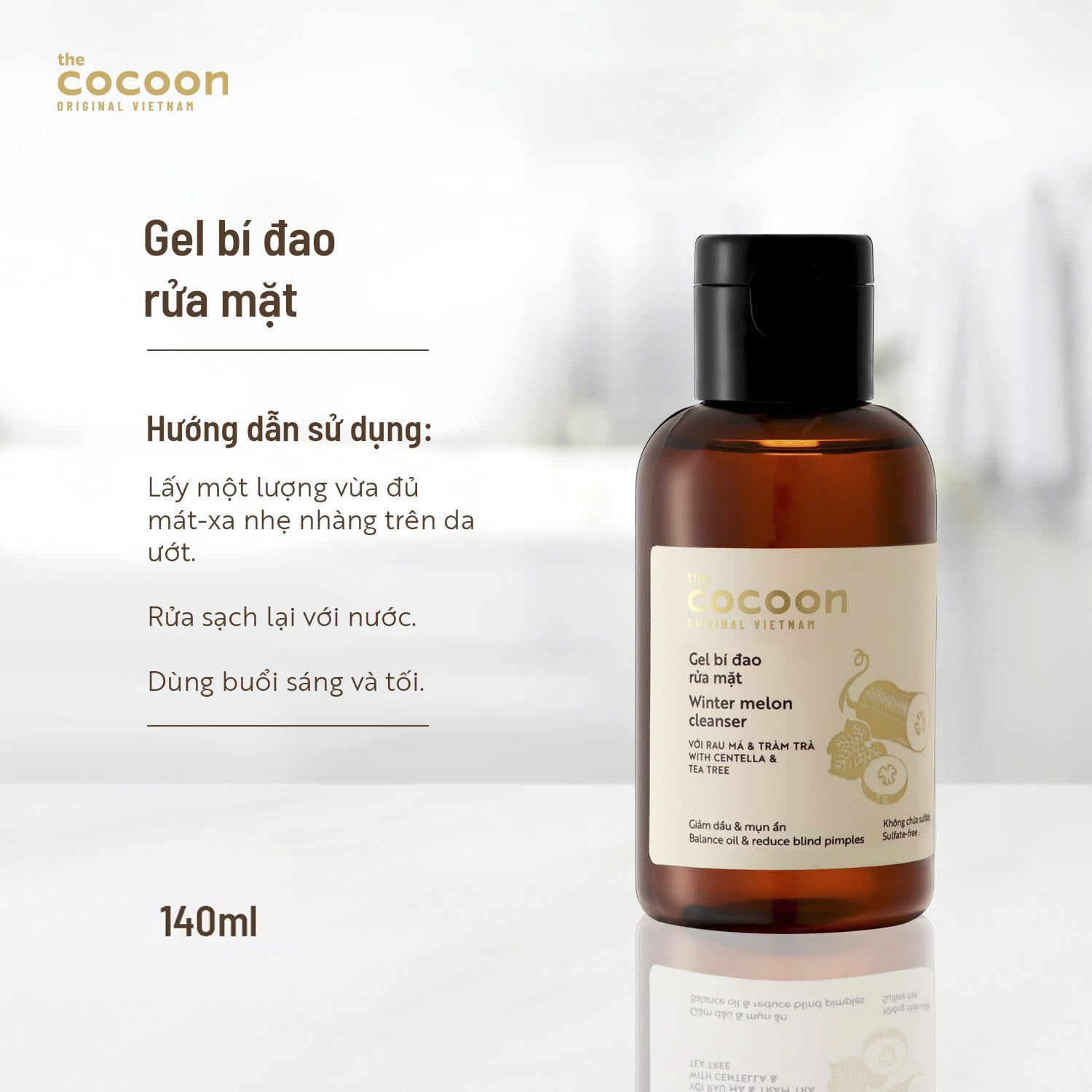Gel rửa mặt bí đao Cocoon Vietnam 140ml (Winter melon cleanser) [CHÍNH HÃNG]