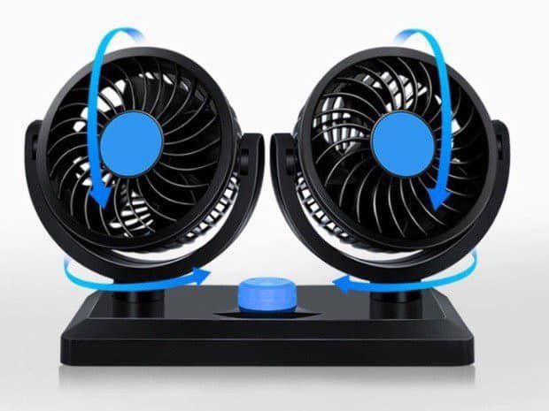 Quat mini trên xe ôtô, Quạt đôi mini xoay 360 độ công suất lớn, quạt cắm tẩu 12V để trên ô tô, quạt oto, quạt xe ô tô, quạt 12v siêu mạnh ô tô - Bảo hành 24 tháng