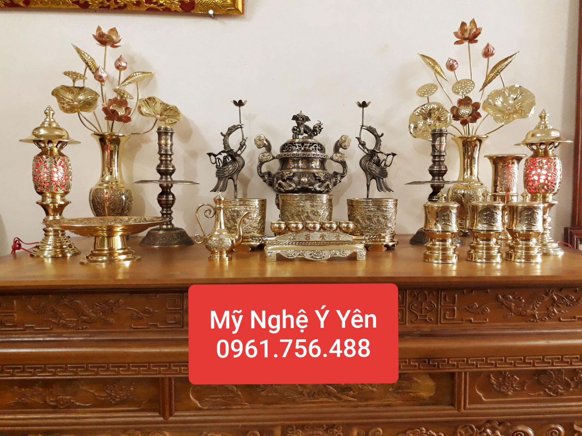 Bát hương/ bát nhang đồng vàng 20cm
