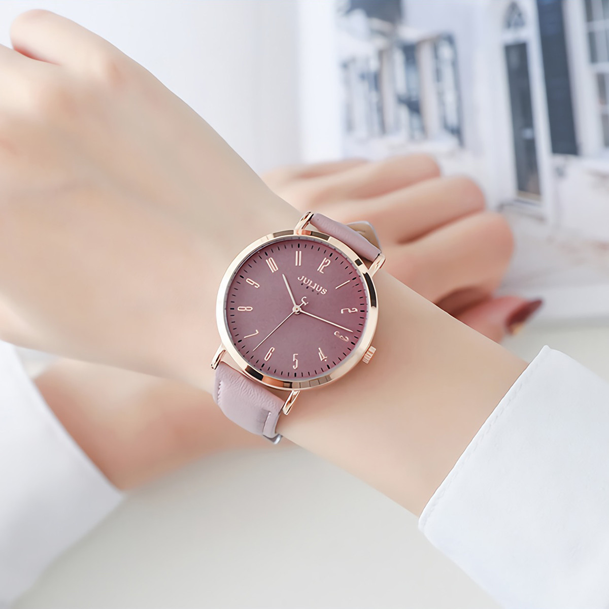 Đồng hồ nữ JA-1017 Julius Hàn Quốc dây da