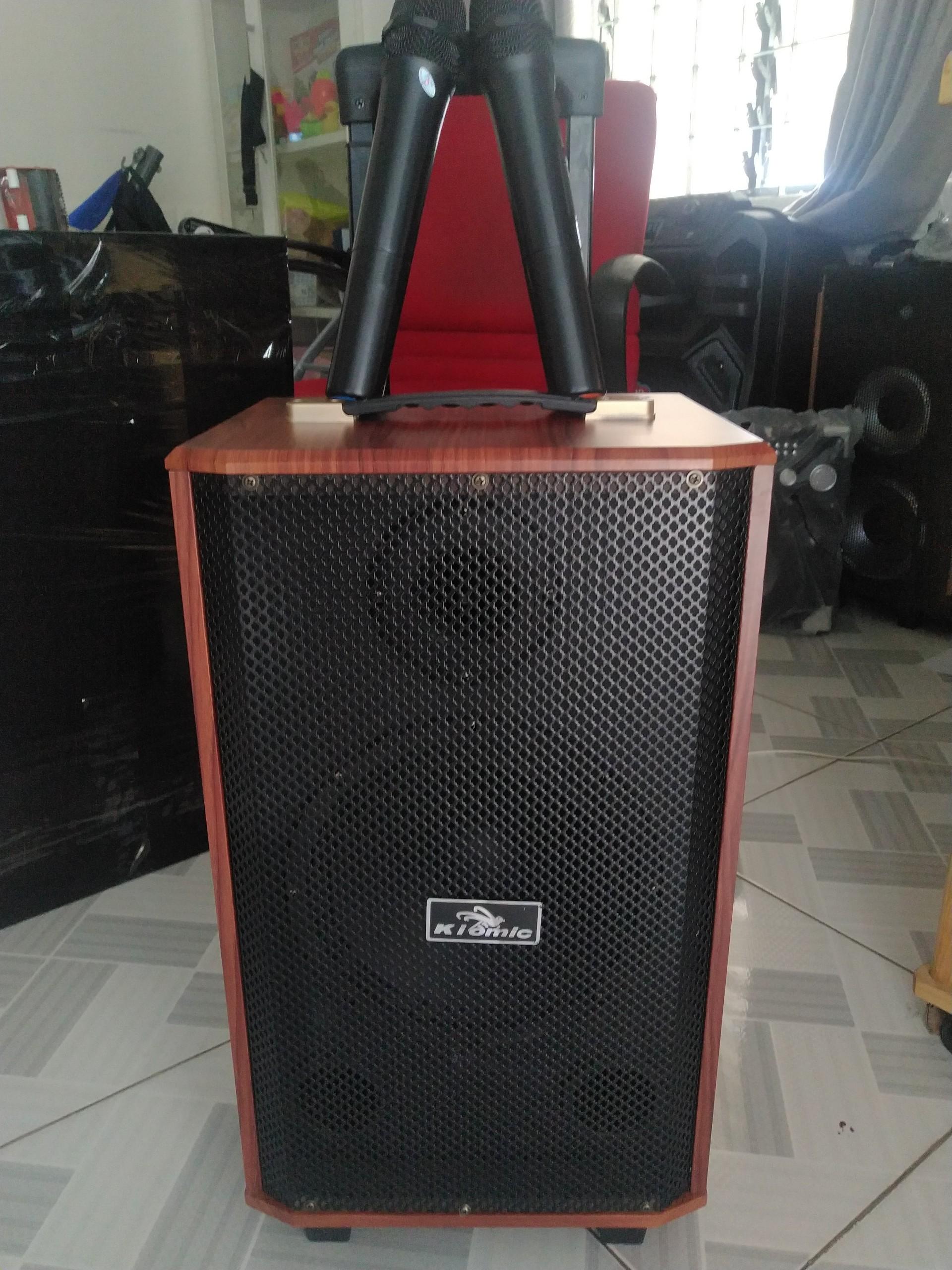 [HCM]Loa kéo Kiomic k88 thùng gỗtặng 2 mic không dây