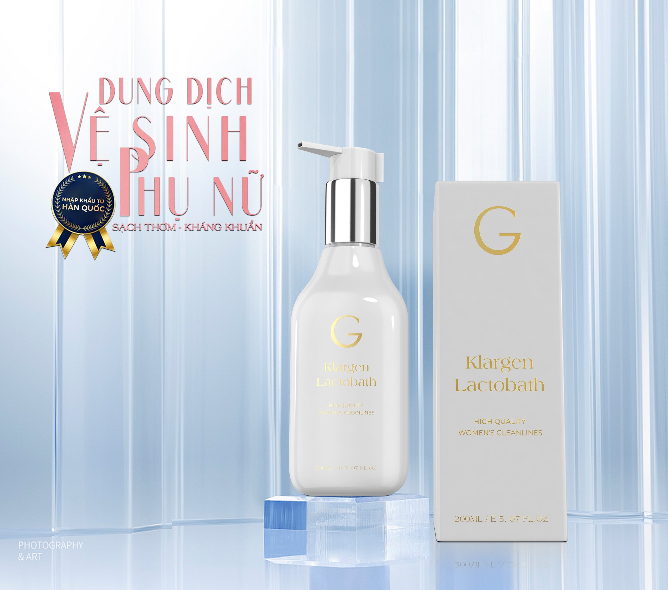 Dung Dịch Vệ Sinh dịu nhẹ mềm da Hàn Quốc , GCELL Kháng Khuẩn, Khử Mùi, Sảng Khoái. Klargen Lactobath 200ml